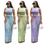 SC Sexy Mesh Perspective Fashion Printed Skirt 2 Piece Set(Include Panties) YSYF-7588