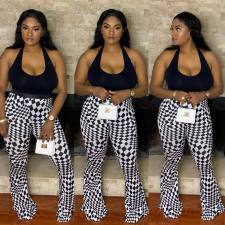 SC Plus Size Casual Geometric Printed Flare Pants ONY-7044