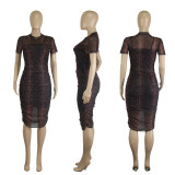 SC Short Sleeve Mesh Dress And Sling Mini Dress Two Piece Set HEJ-8344