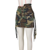 SC Camouflage Print Tassel Mini Skirt ZSD-0589
