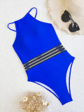 SC Sexy Color Blocking Backless One Piece Swimsuit CASF-6579