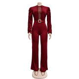 SC Fashion Hollow Out Long Sleeve Jumpsuit BY-6345