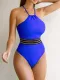 SC Sexy Color Blocking Backless One Piece Swimsuit CASF-6579