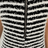 SC Plush Striped Sleeveless Jumpsuit SHD-9832