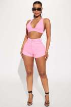 SC Sexy Solid Color Denim Two Piece Shorts Set YD-8736