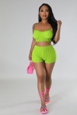 SC Solid Color Sling Tops And Shorts Two Piece Set YD-8742