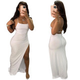SC Sexy Backless Solid Color Long Dress GFDY-122