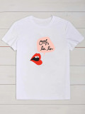 SC Plus Size Lip Print Casual T Shirt SXF-30507