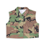 SC Camouflage Print Lapel Sleeveless Vest SH-390511