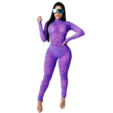 SC Long Sleeve Printed Slim Fit Jumpsuit GFDY-057