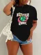 SC Plus Size Letter Print Loose T Shirt SXF-30514