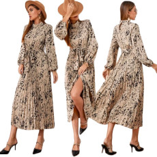SC Long Sleeve Printed Strappy Long Dress GFDY-1199
