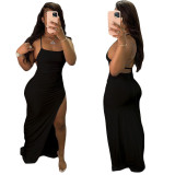 SC Sexy Backless Solid Color Long Dress GFDY-122