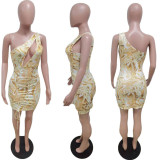 SC Sexy Print Hollow Mini Dress GFDY-1035