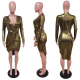 SC V-neck Nightclub Slim Fit Wrap Hip Sexy Dress GFDY-1094