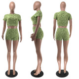 SC Fashion Short Sleeve Shorts Two Piece Set GFDY-1246
