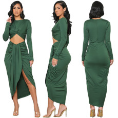 SC Solid Color Sexy Hollow Tight Midi Dress GFDY-1178
