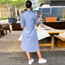 SC Short Sleeve Stripe Shirt Dress NYMF-299