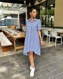 SC Short Sleeve Stripe Shirt Dress NYMF-299