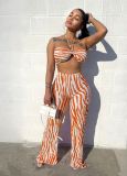 SC Sexy Print Tube Tops And Straight Pants Two Piece Set ANDF-1533