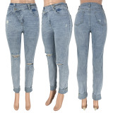 SC Plus Size Fashion Holes Tight Jeans CH-23049