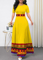 SC Plus Size Contrast Color Patchwork Maxi Dress GDNY-2222