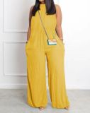 SC Solid Color Sleeveless Wide Leg Jumpsuit GDNY-2220