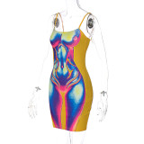 SC Printed Sexy Sling Slim Mini Dress BLG-D3211743A
