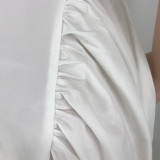 SC Solid Backless Tie Up Pleated Mini Dress MEI-9310