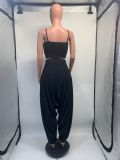SC Solid Sleeveless Sling Loose Two Piece Pants Set GDNY-2216
