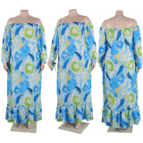 SC Plus Size One Shoulder Print Maxi Dress NY-10465