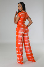 SC Casual Print Tie Up And Wide Leg Pants 2 Piece Set FENF-273