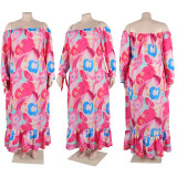 SC Plus Size One Shoulder Print Maxi Dress NY-10465