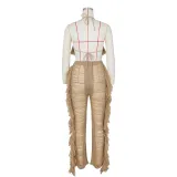 SC Sexy Knit Tassel Hollow Out Two Piece Pant Sets ZSD-0225