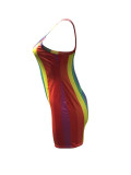 SC Rainbow Vertical Striped Camisole Dress SHA-86043