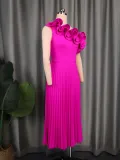SC Plus Size Single Shoulder Fungus Edge Slim Pleated Dress GKEN-030113