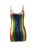 SC Rainbow Vertical Striped Camisole Dress SHA-86043