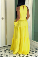 SC Plus Size Solid Color Sleeve Big Swing Maxi Dress BGN-292