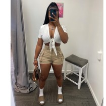 SC Solid Color Tie Up Crop Tops GSMJ-6896