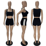 SC Casual Sport Solid Vest And Shorts Two Piece Set XYF-9306