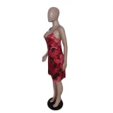 SC Plus Size Tie Dye Print Sling Romper QXTF-8882