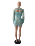 SC Fashion Sequin Knits Three Piece Skirts Set GCNF-0288