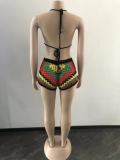 SC Sexy Color Block Bra And Shorts Beach Two Piece Set OSM-4396