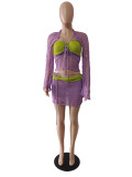 SC Fashion Sequin Knits Three Piece Skirts Set GCNF-0288