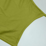 SC Solid Color Halter Backless Drawstring Mini Dress ME-8381