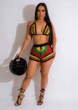 SC Sexy Color Block Bra And Shorts Beach Two Piece Set OSM-4396