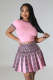 SC O Neck Short Sleeve Tops And Pleated Skirt Two Piece Set OSM-4399
