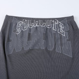 SC Sexy Letter Print Slim Fit T-shirt Mini Skirt Suit GLRF-31627