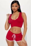 SC Fashion Ribber Tank Top And Shorts Two Piece Set YD-8748