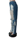 SC Casual Holes Straight Jeans MEM-88493